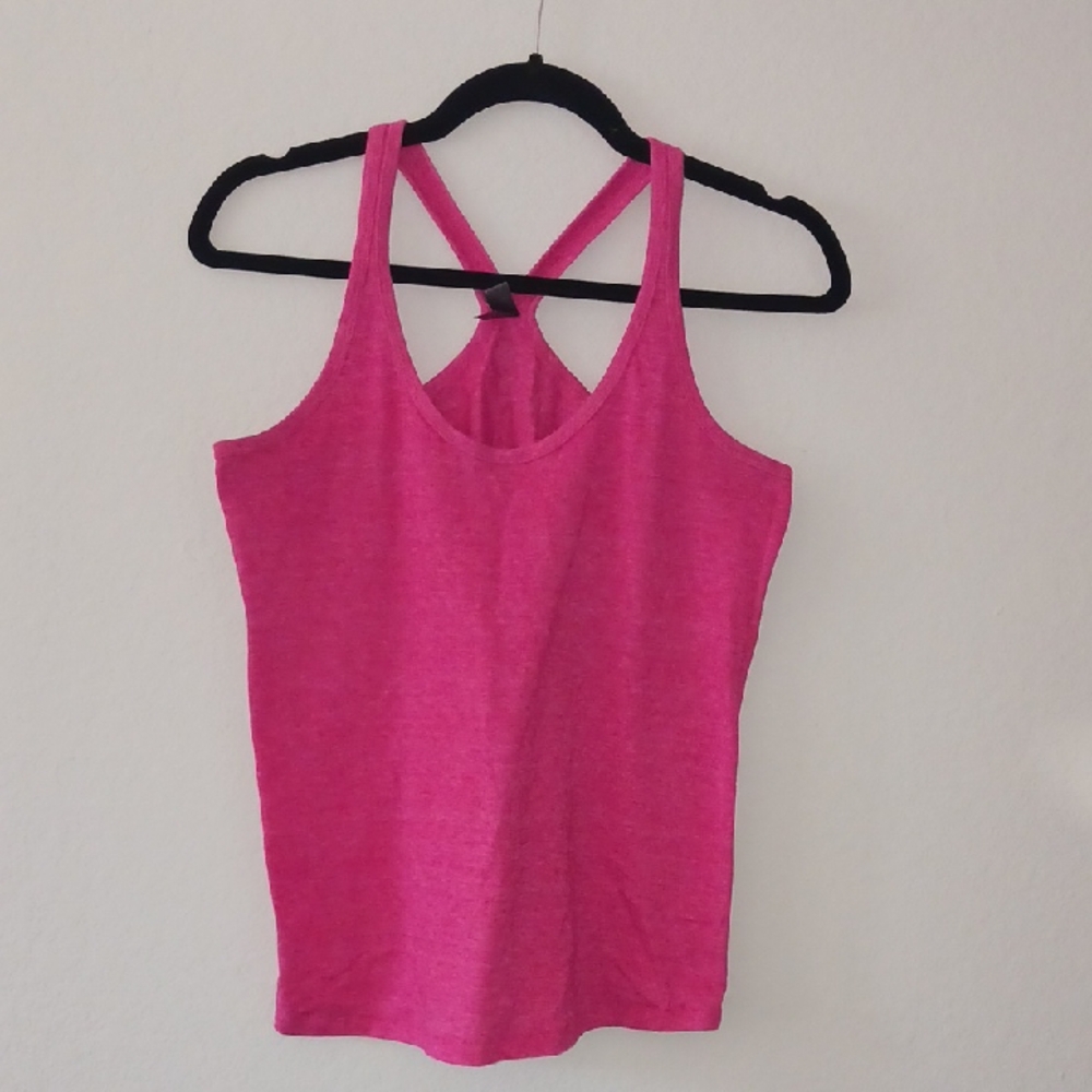 Fitted Pink Sleeveless Backless Tank Top